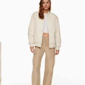 Cream aritzia TNA bomber jacket/ stadium jacket in whisper white